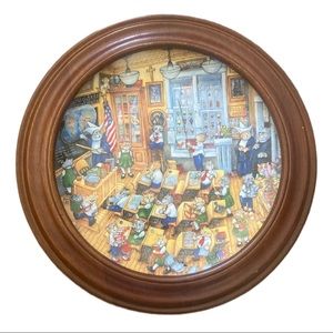 Franklin Mint Purr-Ochial School Porcelain Plate Bill Bell Van Hygan Smyth Frame